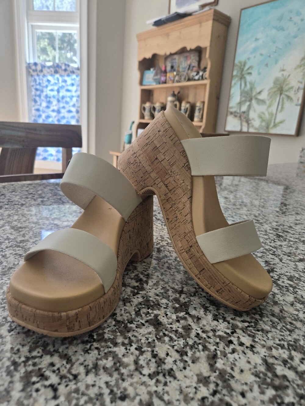 Reef Cream Cork Wedge Sandals